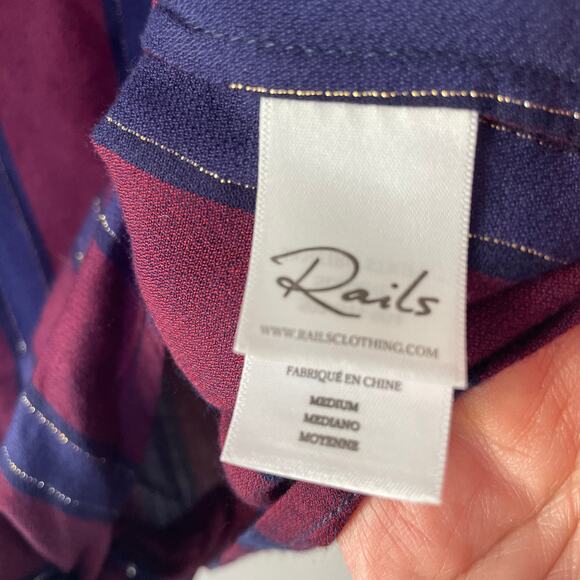 Rails striped size m tie front blouse with gold threading detail - Picture 6 of 10